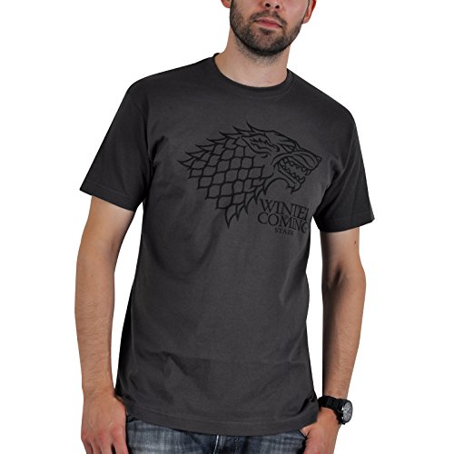 T-shirt di Game of Thrones con stampa meta-lupo, lo stemma della casa Stark, e scritta in lingua inglese “Winter is coming stark . T-shirt cronache del ghiaccio e del fuoco, colore: grigio Grau M