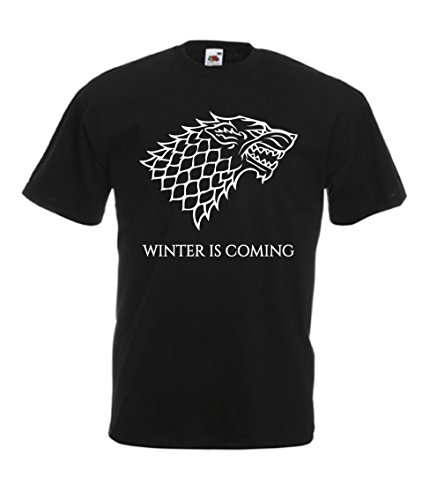 T-Shirt Maglietta Game of Thrones Trono di Spade Winter IS Coming Uomo (Medium, Nero)