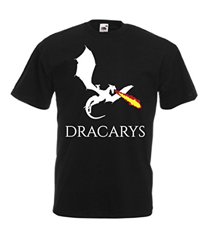 T-Shirt Maglietta Targaryen Dracarys Game of Thrones Trono di Spade Uomo (Medium, Nero)