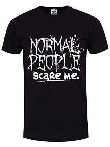 T-Shirt Normal People Scare Me da Uomo in Nero