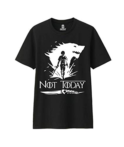 T-Shirt Not Today Logo Black Arya Stark Trono di Spade Fan Game of Thrones Season 8 (S)