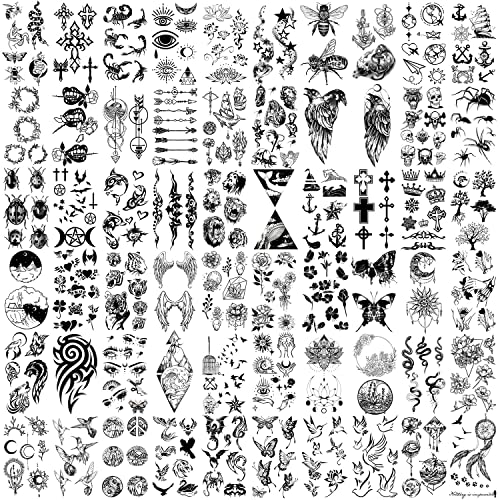 Tatuaggi Temporanei 60 Fogli-Impermeabile Piccolo Tatuaggio Finto, Corone di Fiori Stelle Farfalla Animale Tatuaggi collezione per Bambini Adulti uomini e Donne.
