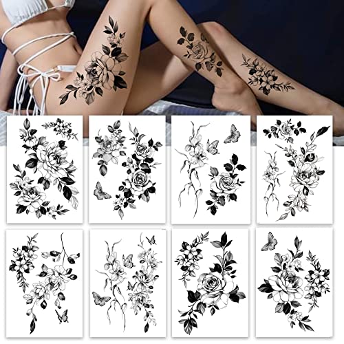 tatuaggi temporanei donna sexy Grandi rose dipinte a mano temporanee, fiori, donne sexy e bei tatuaggi (grandi fiori)