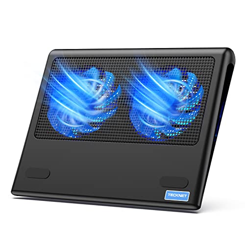 TECKNET Base di Raffreddamento, Raffreddamento Notebook Ventola per PC Laptop 12 -16  con 2 Silenziose Ventole a LED e 2 USB Porte Portatili