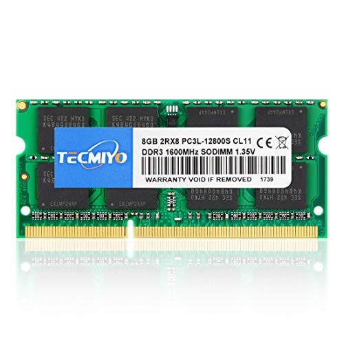 TECMIYO 8GB Kit DDR3 DDR3L 1600MHz SODIMM RAM PC3L   PC3-12800S PC3L   PC3-12800 1.35V   1.5V CL11 204 Pin 2RX8 Dual Rank Non-ECC Unbuffered Desktop Computer Memory Ram Upgrade