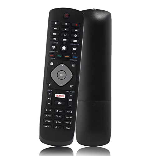 Telecomando TV Philips di ricambio per tutti gli Smart TV Philips Ambilight 4K UHD HDR senza bisogno di configurazione, telecomando universale Philips con pulsante Netflix
