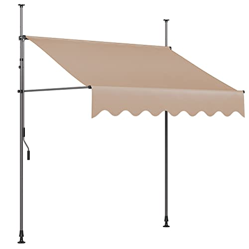 Tenda da Sole, Tenda da Balcone Avvolgibile a Barra Quadra con Manovella, Regolabile in Altezza, 250 x 120 cm, Beige