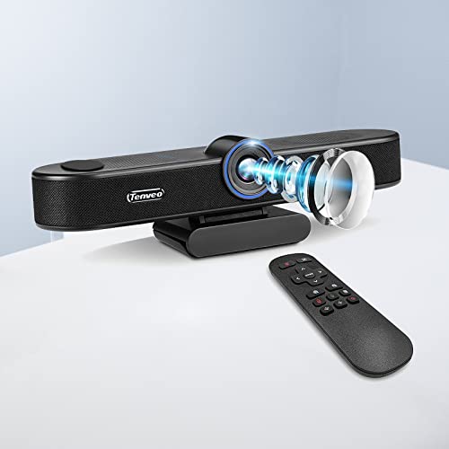 Tenveo Webcam con 2 microfoni incorporati, videocamera per conferenze 4K Ultra HD grandangolare a 120 °, webcam per videoconferenze con telecomando, rilevamento intelligente dei volti AI (VA300B)