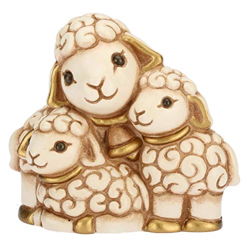 THUN - Statuina Presepe Gruppo di Pecore - Decorazioni Natale Casa - Linea Presepe Classico - Ceramica - 6,1 x 3,3 x 5,5 h cm