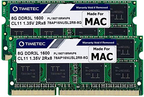 Timetec 16GB KIT (2x8GB) Apple DDR3L 1600MHz per Mac Book Pro(inizio fine 2011, metà 2012), iMac(metà 2011, fine 2012, inizio fine 2013, fine 2014, metà 2015), Mac Mini (metà 2011, Fine 2012)RAM MAC