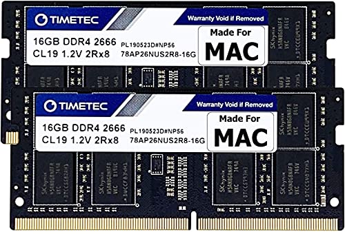 Timetec 32GB Kit (2x16GB) Compatibile con Apple DDR4 2666MHz 2667MHz per iMac metà 2020 (20.1 20.2) metà 2019 (19.1) 27   con Retina 5K, fine 2018 Mac Mini (8, 1) RAM PC4-21333 PC4-21300 Mac