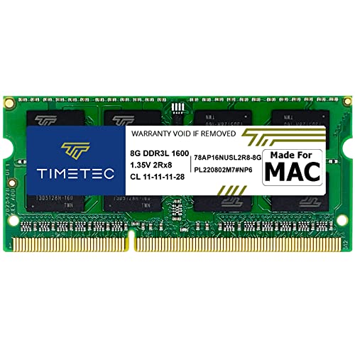 Timetec 8 GB per Apple DDR3L 1600 MHz PC3L-12800 per Mac Book Pro(inizio fine 2011, metà 2012), iMac(metà 2011, fine 2012, inizio fine 2013,fine 2014, metà 2015),Mac Mini (metà 2011,Fine 2012)RAM MAC