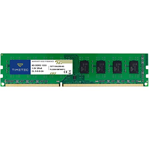 Timetec 8GB DDR3 1333MHz PC3-10600 Non ECC Unbuffered 1.5V CL9 2Rx8 Dual Rank 240 Pin UDIMM Desktop Modulo di Memoria RAM Aggiornamento