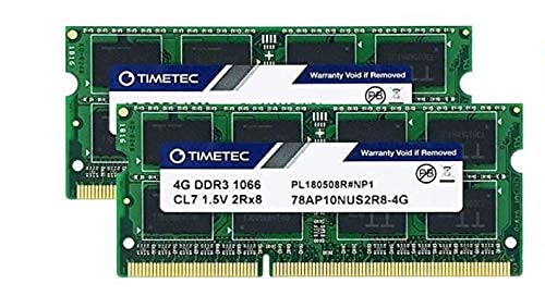 Timetec 8GB KIT (2x4GB)Compatibile per Apple DDR3 1067MHz 1066MHz PC3-8500 CL7 per Mac Book, Mac Book Pro, iMac, Mac Mini (fine 2008, inizio metà fine 2009, metà 2010) Memoria SODIMM MAC RAM Upgrade