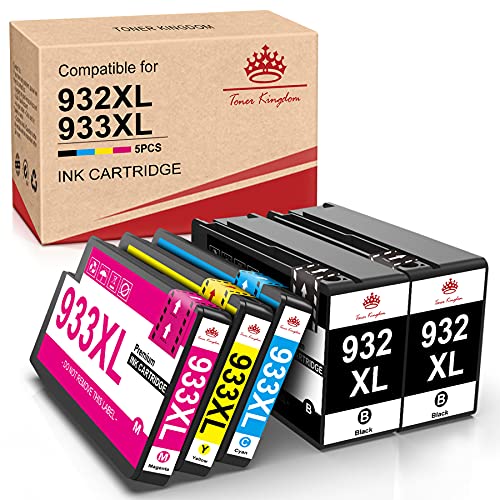 Toner Kingdom 932 933XL Cartuccia di inchiostro compatibile sostitutiva per HP 932XL 933XL per HP OfficeJet 6600 7510 6700 7110 7610 7612 6100(2 nero, 1 ciano, 1 magenta, 1 giallo)
