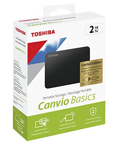 Toshiba Canvio Basics - Hard disk da 2 TB, micro USB-B 3.2 Gen 1 (1 pezzo)