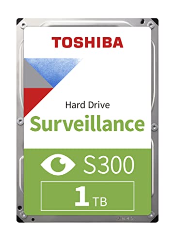 Toshiba HDWV110UZSVA ,HDD di sorveglianza S300 da 1 TB - Disco rigido interno SATA da 3,5  Supporta fino a 64 telecamere HD con un carico di lavoro di 180 TB anno