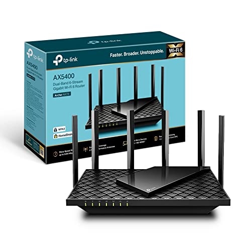 TP-Link Archer AX73 Router Wi-Fi 6 Dual-Band AX5400Mbps, 5 Porte Gigabit, 1 Porta USB 3.0, Router F (FTTH | FTTB | Ethernet), TP-Link HomeShield, OneMesh, Tether App, Compatibile con Alexa