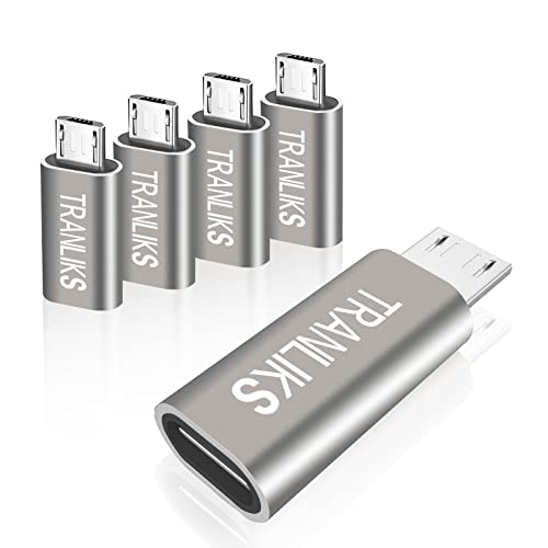 TRANLIKS Adattatore Micro USB a USB C, 5 Pezzi Adattatore USB C Femmina a Micro USB Per Trasmissione e Ricarica Rapida
