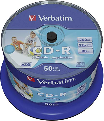 Verbatim CD-R 80MIN Datalife PLUS Printable - Confezione da 50