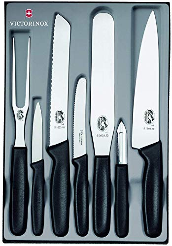 Victorinox Set da cucina standard, 7 pezzi, coltello da verdure, coltello da pane, professionale, extra affilato, Swiss Made