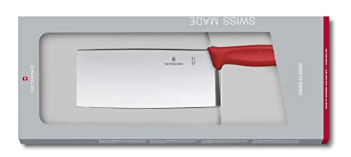 Victorinox Swiss Classic, coltello da chef dalla forma cinese, 18 cm, rosso, in confezione regalo