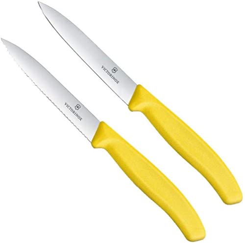 Victorinox, Swiss Classic, Professional, Set di coltelli da cucina, 2 pezzi, Extra Sharp, Acciaio inossidabile, Giallo, Lavabile in lavastoviglie