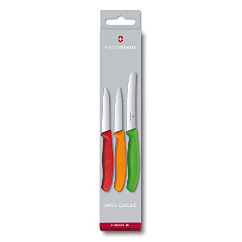 Victorinox, Swiss Classic, set di coltelli da verdura da 3 pezzi, inossidabili, lavabili in lavastoviglie, colorati