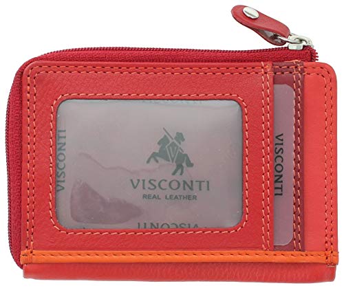 Visconti Portafoglio in pelle Rainbow Collection PHI PHI Slimline per carte di credito RB110, Colore: rosso e multicolore., Taglia unica