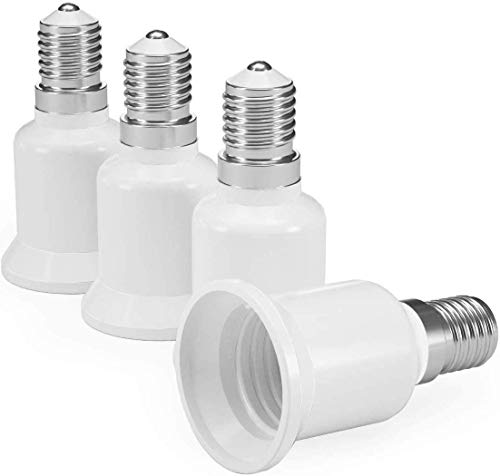 Voarge - 4 adattatori per portalampada da E14 a E27, per lampadine alogene a risparmio energetico, colore: Bianco