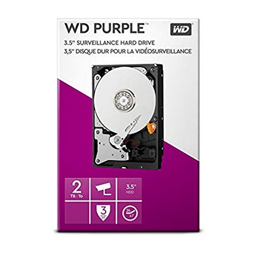 WD Purple - Disco rigido interno 2 TB Videosorveglianza 3.5 , Allframe 4K - 180 TB anno, cache 64 MB, Classe 5.400 RPM