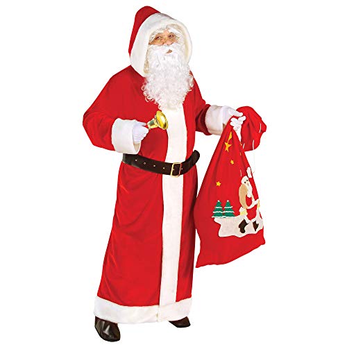 Widmann - Costume di lusso Babbo Natale, cappotto con cappuccio e cintura con fibbia, Babbo Natale, Natale, Carnevale, festa a tema