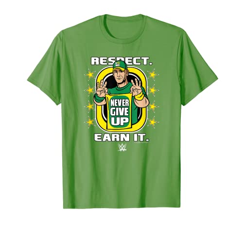 WWE John Cena Respect. Earn It. Cartoon Wrestler Maglietta...