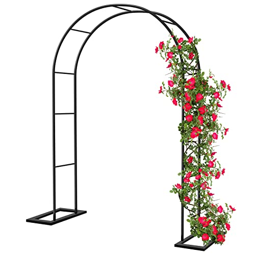 Xverycan Arco da Giardino per Rose Rampicanti Metallo, 188x230cm Arco Sostegno Supporto per Piante Rampicanti in Ferro Graticcio, Garden Pergola Per Decorazioni Nozze Esterni e Interni (Nero)