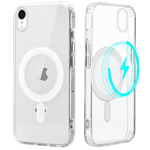 Yoedge Magnetica Trasparente Cover per iPhone XR Compatibile con MagSafe 6,1 , Custodia con Magneti Integrati Sottile Morbida Silicone TPU e PC Back Antiurto Protettivo Cover per iPhone XR,Trasparente