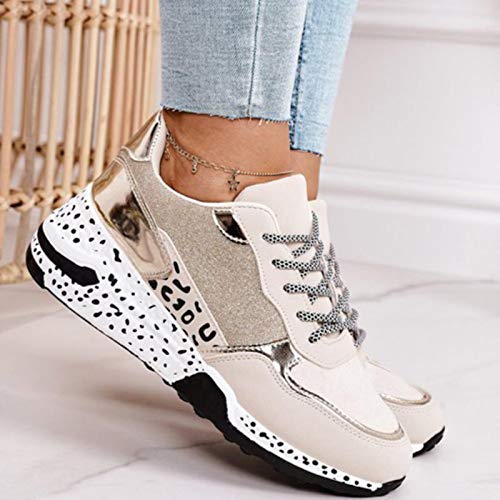 2021 Sneakers da   Donna Scarpe da Donna Primavera Leopard Print Ladis Platform Scarpe Sportive Casual Lace-Up Traspirante Donna Vulcanize Shoe