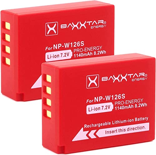 2x Baxxtar Pro Batteria compatibile con Fujifilm NP-W126s NP-W126 (...