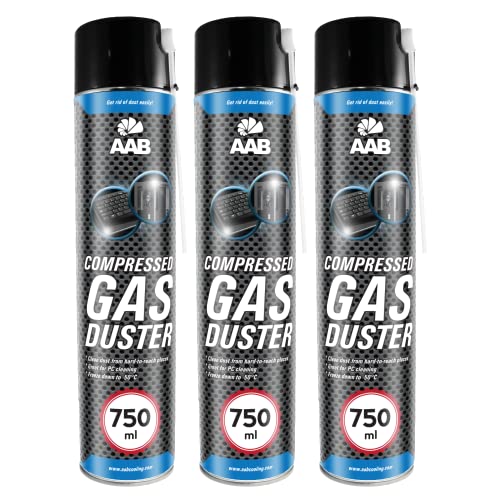 3 x AAB Bombolette Spray d’Aria Compressa 750ml per Pulire PC, Ta...
