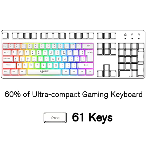 60% tastiera da gioco RGB cablata, 61 tasti mini tastiera portatile...