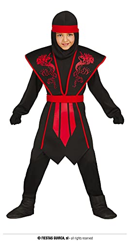Abiti e Maschere- Vestito Ninja Shadow, Colore Rosso e Nero, 5-6 Anni, 81251 SML