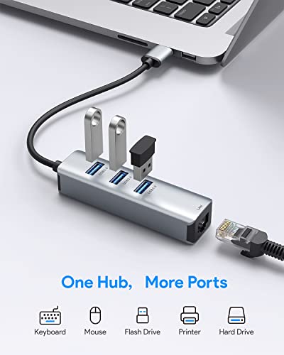 ABLEWE Adattatore USB Ethernet,Hub USB 3.0 con 3 Porte USB 3.0 e 1 ...