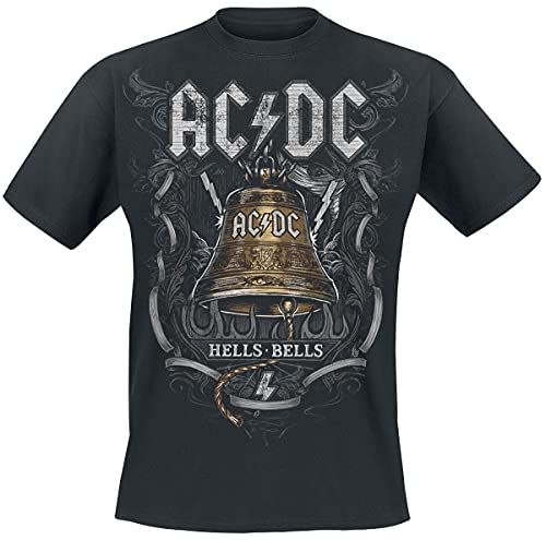 AC DC Hells Bells Uomo T-Shirt Nero L 100% Cotone Regular