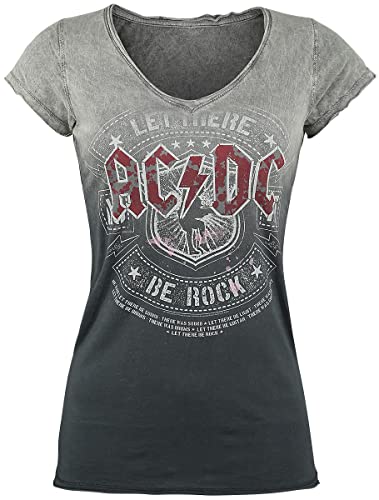 AC DC Let There Be Rock Donna T-Shirt Grigio Grigio Scuro L 100% Cotone Largo