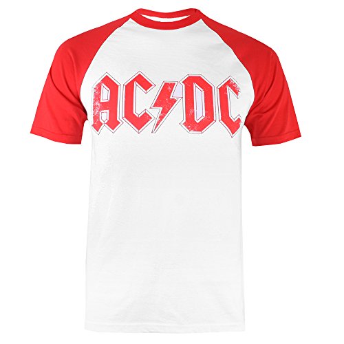 AC DC Logo T-Shirt, Bianco (Bianco Rosso), S Uomo