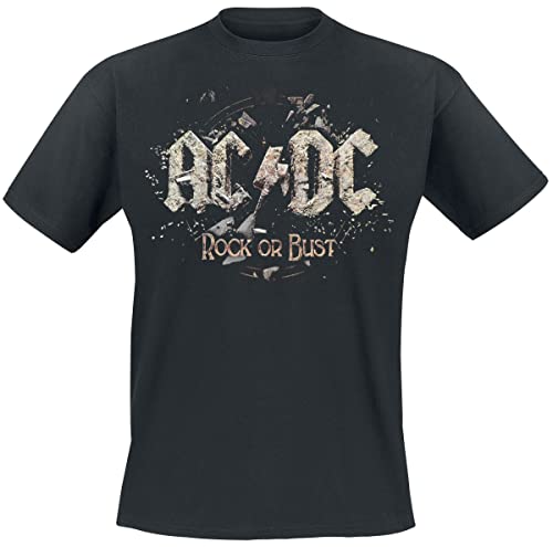 AC DC Rock Or Bust Uomo T-Shirt Nero L 100% Cotone Regular
