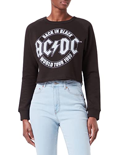 AC DC Tour Emblem Cropped Sweatshirt Felpa, Nero (Black Blk), 44 (Taglia Unica: Medium) Donna