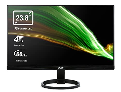 Acer R240HYbidx Monitor per PC, 23.8 , Display IPS Full HD, 60 Hz, 4 ms, 16:9, VGA, HDMI 1.4, DVI, Lum 250 cd m2, ZeroFrame, Audio Out, Cavo VGA Incluso