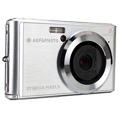 AGFA Photo - Fotocamera digitale compatta con sensore CMOS da 21 Megapixel, zoom digitale 8x e display LCD, colore: Argento