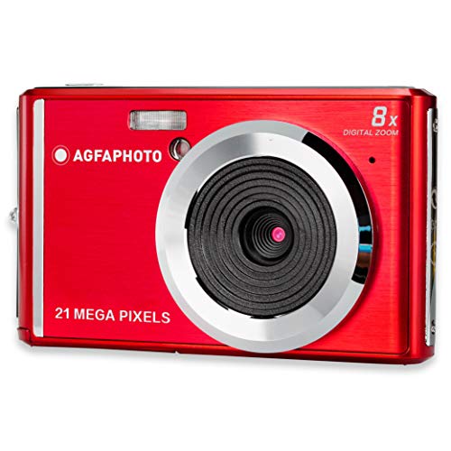 AGFA Photo - Fotocamera digitale compatta con sensore CMOS da 21 Megapixel, zoom digitale 8x e display LCD, colore rosso