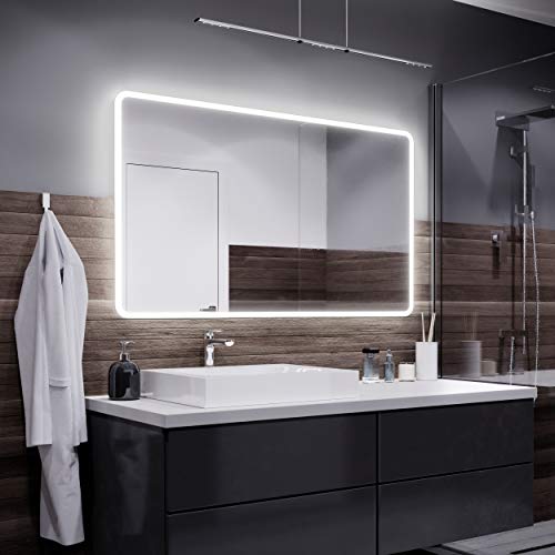 Alasta Specchio Osaka Illuminazione da Bagno Specchio Controluce LED | 120x80cm | Specchio da Parete Molte Dimensioni | Bianco Caldo | A++